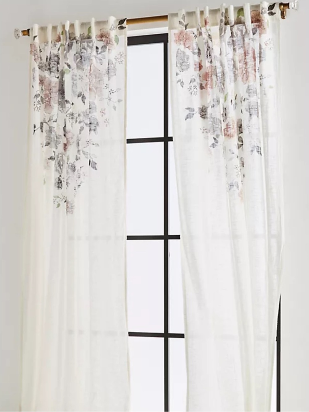 Anthropologie Curtain  One Panel Felicity Drape Screen Print Cotton Slub